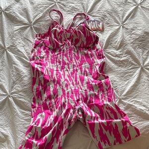 YITTY Vibrant Pink and White Jumpsuit for workouts